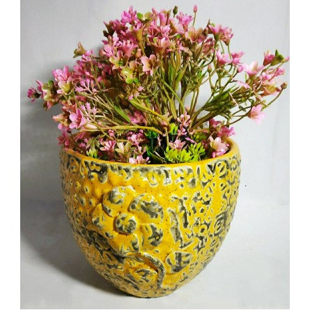 Yellow Printed Ceramic Pot